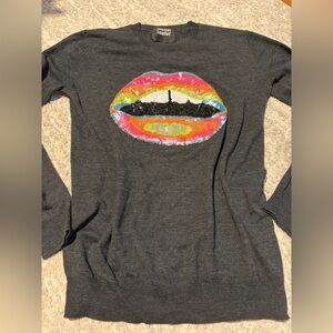 Markus Lupfer Charcoal Knit with Sequin Lip Design
